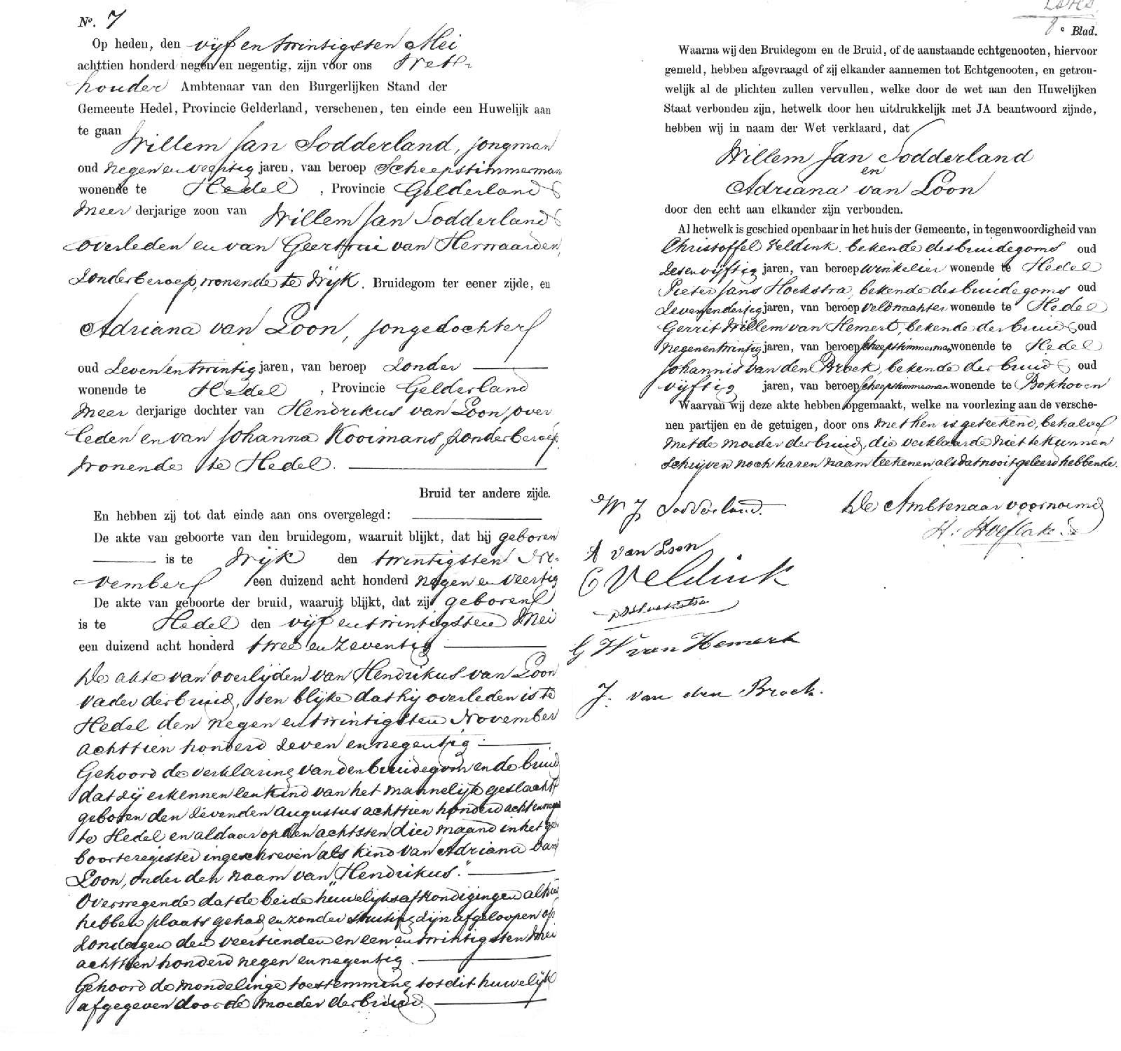 18990525 huw akte 7 Willem J Sodderland - Adriana v Loon